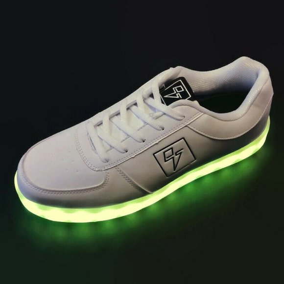Electric Styles LED Light Up Lo Top Bolt & Box Men's White Sneaker Shoes - Picture 5 of 5